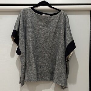 See By Chloe Gray and Black Oversized Poncho Top